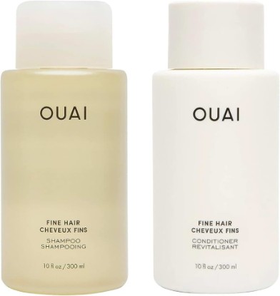 Picture of OUAI Fine Shampoo and Conditioner Set - Sulfate Free Shampoo and Conditioner for Women & Men - Made with Keratin, Marshmallow Root, Shea Butter & Avocado Oil - Free of Parabens & Phthalates (10 Fl Oz)