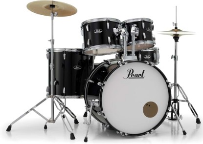 Picture of Pearl Roadshow Drum Set 5-Piece Complete Kit with Cymbals and Stands, Jet Black (RS525SC/C31)