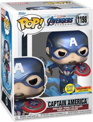 Picture of Funko POP! Marvel Avengers Endgame Captain America with Broken Shield & Mjolnir (Glow in The Dark & Metallic), Exclusive