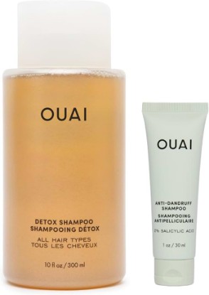 Picture of OUAI Detox Shampoo (10 fl oz) & Anti-Dandruff Deluxe Size (1 fl oz) Bundle - Soothing, Clarifying Shampoo Set for Dry, Flaky Scalp - Removes Dirt & Build Up (2 Count)