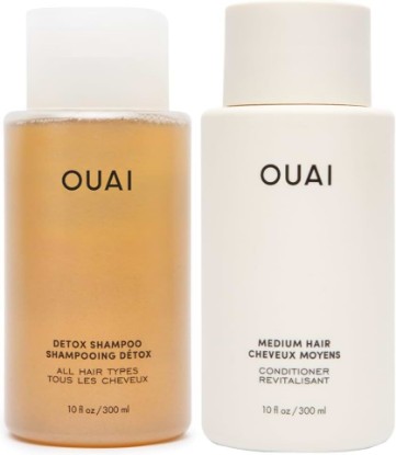 Picture of OUAI Detox Shampoo & Medium Hair Conditioner Bundle - Clarifying Shampoo for Build Up, Dirt, Oil, Product and Hard Water & Hydrating Conditioner for Medium Hair (2 Count) [Amazon-developed Certification] Compact by Design