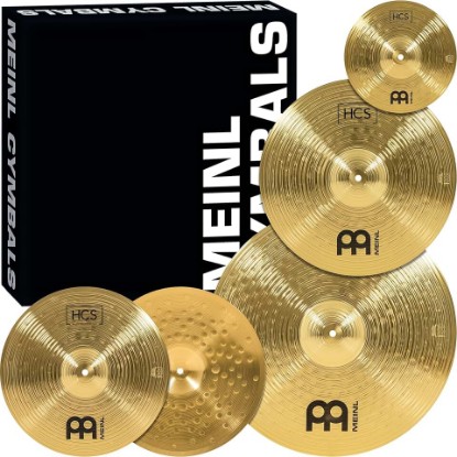 Picture of Meinl Cymbal Set Box Pack with 14” Hihats, 20” Ride, 16” Crash, Plus a FREE 10” Splash – HCS Traditional Finish Brass – Made In Germany, 2-YEAR WARRANTY (HCS141620+10)