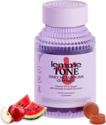 Picture of Lemme Tone Metabolism Gummies, Apple Cider Vinegar, Clinically Studied Chromium, B12, Ginger Root Extract, Promote Lean Body Mass, Watermelon Apple Flavor (30 Day Supply)