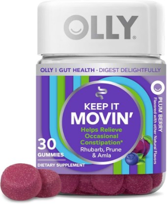 Picture of OLLY Keep it Movin' Gummy Supplement, Occasional Constipation Support,* Rhubarb, Prune, Amla Extracts - Plum Berry Flavored, 15 Day Supply - 30 Count