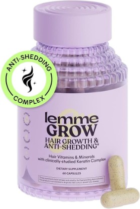 Picture of Lemme Grow Hair Growth Capsules for Women, Clinically Studied Keratin Complex, Visibly Thicker Hair & Reduced Shedding, Nourish Thinning Hair, Biotin-Free, 30 Count, 30-Day Supply
