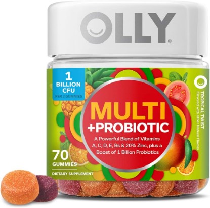 Picture of OLLY Multi + Probiotic Adult Multivitamin Gummy, Digestive and Immune System Support,* Chewable Supplement, Tropical Flavored, 35 Day Supply - 70 Count