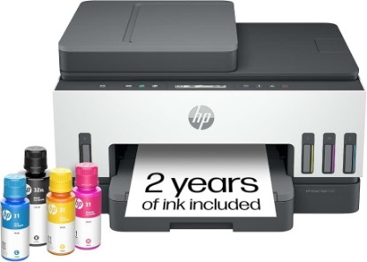 Picture of HP Smart Tank 7301 Wireless All-in-One Ink Tank Printer, Scanner, Copier with 2 Years of Ink Included, Best-for-Home Office, Cartridge-Free Refillable, AI-Enabled (28B70A)