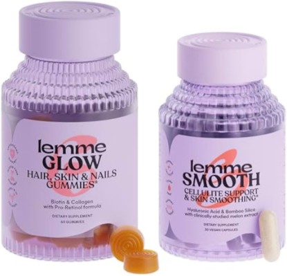 Picture of Lemme Glow Collagen Hair Gummies for Strong, Thick Hair & Reduced Shedding Smooth Anti Cellulite Capsules for Women, Smooth Legs & Thighs, Reduce Cellulite & Crepey Skin Bundle