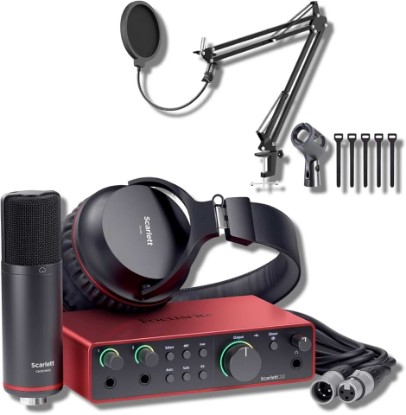 Picture of Focusrite Scarlett 2i2 Studio 4th Gen USB Audio Interface Bundle with StreamEye Boom Arm Mic Stand Desktop Mount, Detachable Clip, Professional Grade XLR Cable, Microphone Pop Filter and Cable Ties