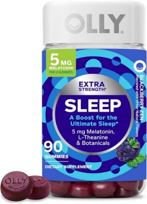 Picture of OLLY Extra Strength Sleep Gummy 5 mg Melatonin, L-Theanine, Chamomile, Lemon Balm Extracts, Sleep Aid, BlackBerry Flavor - 90 Count