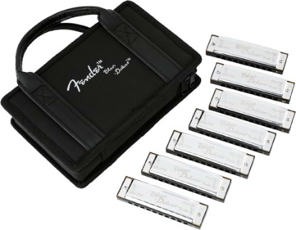 Picture of Fender Blues Deluxe Harmonica, Pack of 7 with case (Keys C, G, A, D, F, E, B Flat)