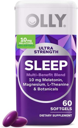 Picture of OLLY Ultra Strength Sleep Softgels, 10mg Melatonin, L-Theanine, Chamomile, Magnesium, Lemon Balm, Supports Deep Restful Sleep, Nighttime Sleep Aid, Non Habit-Forming - 60 Count