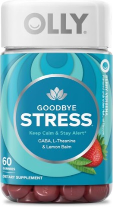 Picture of OLLY Goodbye Stress Gummy, GABA, L-Theanine, Lemon Balm, Stress Relief Supplement, Berry - 60 Count