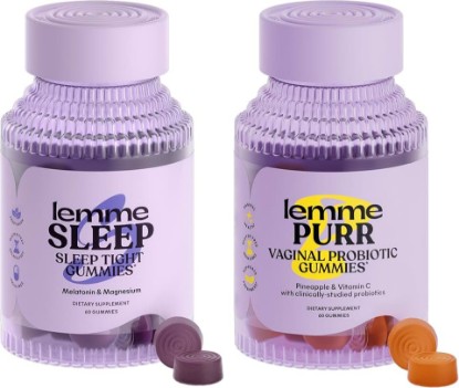 Picture of Lemme Sleep & Purr Bundle - Sleep Gummies, a Drug-Free Nighttime Aid & Purr Vaginal Probiotic Gummies for Women - Gluten Free, Gelatin Free, Non-GMO - 60 Count Each