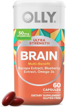 Picture of OLLY Ultra Strength Brain Softgels, Nootropic, Supports Healthy Brain Function, Memory, Focus and Concentration, Omega-3s, Vitamins B6 and B12, 30 Day Supply - 60 Count