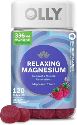 Picture of OLLY Relaxing Magnesium Gummies, Supports Muscle Relaxation,* Magnesium Citrate, Raspberry Lavender Flavored, 30 Day Supply - 120 Count