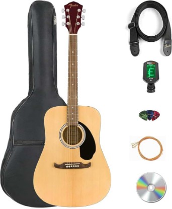 Picture of Fender FA-125 Dreadnought Acoustic Guitar - Natural Bundle with Gig Bag, Tuner, Strap, Strings, Picks, and Austin Bazaar Instructional DVD