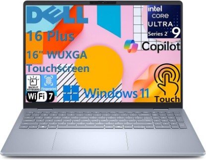 Picture of Dell 16 Plus Touchscreen Laptop Computer, Intel Core Ultra 9 288V, Copilot+ PC with on-Device AI, 32GB LPDDR5X RAM, 1TB PCIe SSD, WiFi 7, Backlit Keyboard, Windows 11 Home