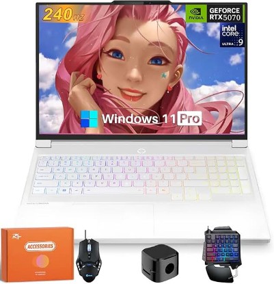 Picture of Lenovo Legion 7i Gaming Laptop, Intel Ultra 9 275HX CPU, NVIDIA GeForce RTX 5070, 16" 2.5K 240Hz OLED, 32 GB DDR5, 2 TB SSD, Wi-Fi 7, Backlit Keyboard, Windows 11 Pro, Glacier White, w/Accessories TCO Certified