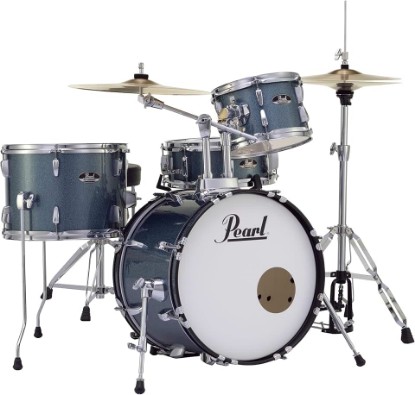 Picture of Pearl Roadshow Drum Set 4-Piece Complete Kit with Cymbals and Stands, Aqua Blue Glitter (RS584C/C703)