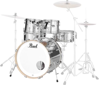 Picture of Pearl 5-Piece Drum Set With 22" Bass Drum, Floor Tom, 2 Toms With Opti-Loc And Wood Snare Drum, Mirror Chrome (Cymbals & Hardware Not Included)