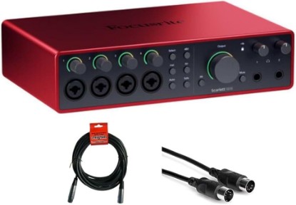 Picture of Focusrite Scarlett 18i16 USB-C Audio/MIDI Interface (4th Generation) Bundle with XLR- XLR Cable (2 Pack), Hosa Mid-310 Black 10 ft. Midi cable (2 Pack)