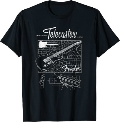 Picture of Fender The Original Telecaster Guitar Schematic Poster T-Shirt OEKO-TEX STANDARD 100