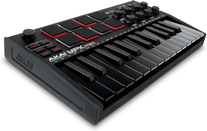 Picture of Akai Professional MPK Mini MK3 25 Key USB MIDI Keyboard Controller With 8 Backlit Drum Pads, 8 Knobs, Music Production Software and Native Instruments Sound Package (NKS Integration), Black