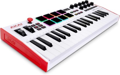 Picture of Akai Professional MPK Mini Plus - USB MIDI Keyboard Controller with 37 Mini Keys, 8 MPC Pads, Sequencer, MIDI/CV/Gate I/O and Native Instruments Sound Package, White Limited Edition