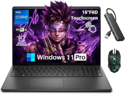 Picture of Dell 16" Business-Class Touchscreen Laptop, Intel 10-Core 7 150U (up to 5.4 GHz),Windows 11 Pro, 16GB DDR5, 1TB SSD, 16" FHD+ 300-Nits, Wi-Fi 6, Backlit KB, Copilot AI, for Business & Student