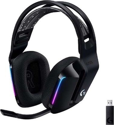 Picture of Logitech G733 Lightspeed Wireless Gaming Headset, Suspension Headband, Lightsync RGB, Blue VO!CE Mic, PRO-G Audio – Black, Gaming Headset Wireless, PC, PS5, PS4, Switch Compatible