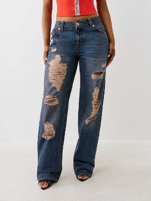 Picture of DISTRESSED MID RISE RELAXED STRAIGHT JEAN